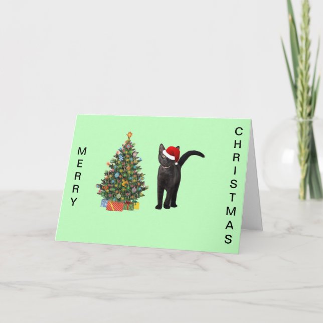 Black Cat Samta Holiday Card (Front)
