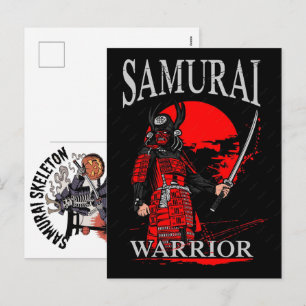 Black Cat Samurai Japanese Warrior Vintage  Holiday Postcard