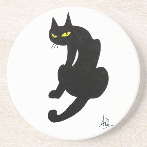 BLACK CAT SANDSTONE COASTER