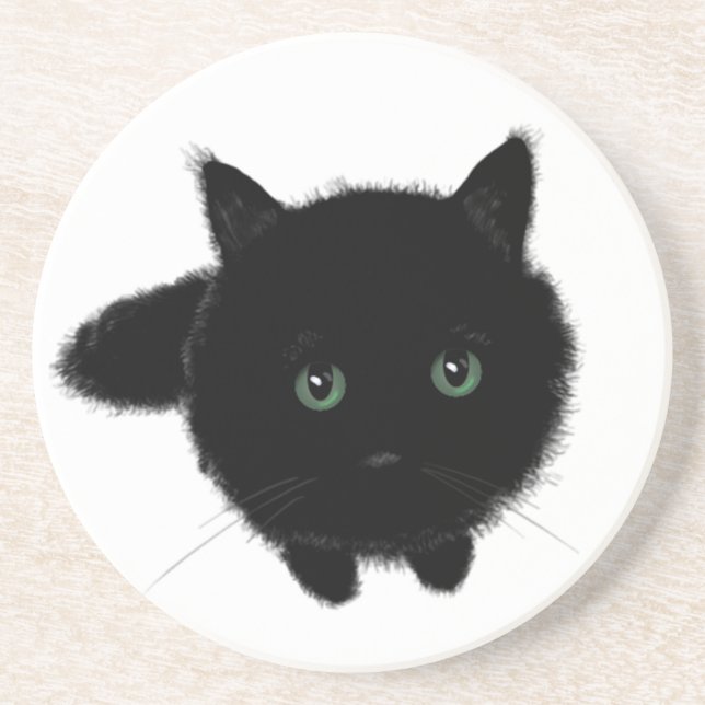 Black Cat Sandstone Coaster (Front)
