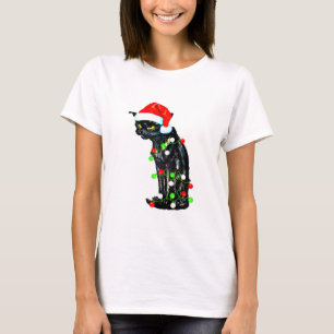 Black Cat Santa Christmas Funny Meowy Christmas T-Shirt
