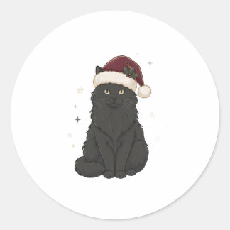 Black Cat Santa Christmas Sticker