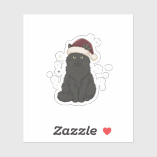 Black Cat Santa Christmas Sticker