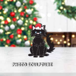 Black Cat Santa Hat Christmas Pet Ornament