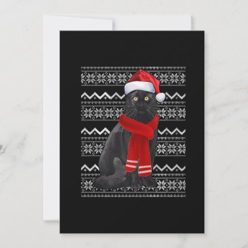 Black Cat Santa Hat UGLY Christmas Pajama Gifts Ca Holiday Card
