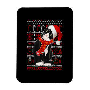 Black Cat Santa Hat Ugly Christmas Sweater Cat Lov Magnet