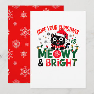 Black Cat Santa Meowy & Bright Christmas Holiday Card