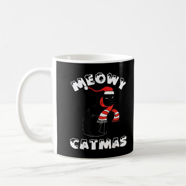 Black Cat Sarcastic Merry Christmas  Coffee Mug (Left)