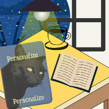 Black cat sarcastic spooky vintage illustration