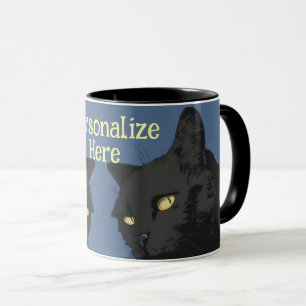 Black cat sarcastic spooky vintage illustration mug