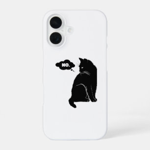 Black Cat Says No – Funny Cat Lover iPhone 16 Case