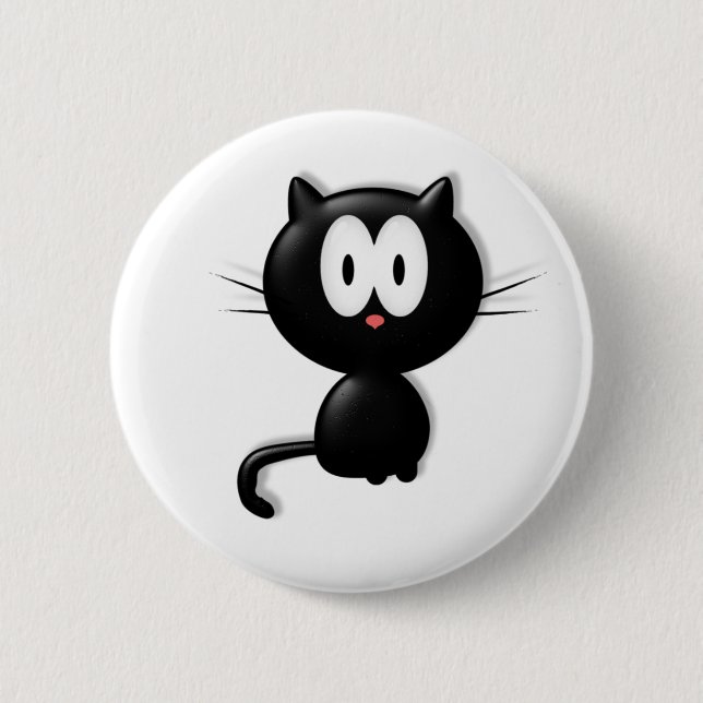 Black Cat Scardy Cat Halloween Gift Button (Front)