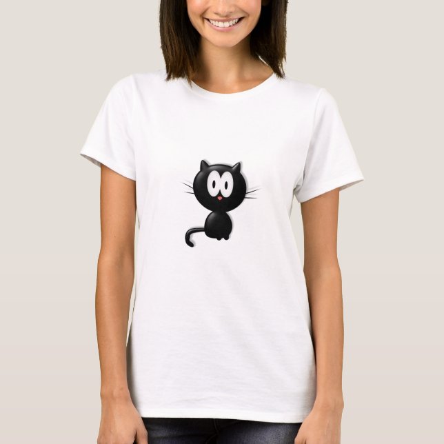 Black Cat Scardy Cat Halloween Gift T-Shirt (Front)