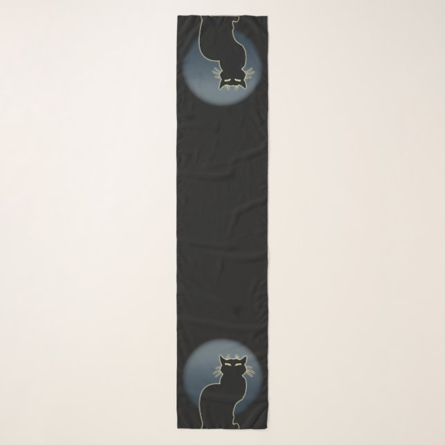 Black Cat Scarves Custom Cat Lover Art Scarf (Front)