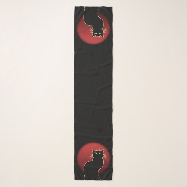 Black Cat Scarves Custom Cat Lover Art Scarf (Front)
