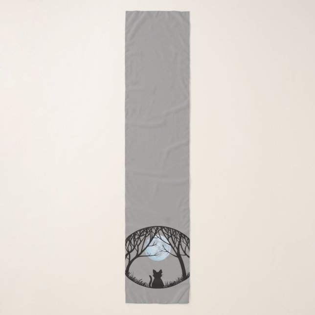 Black Cat Scarves Custom Cat Lover Art Scarf (Front)