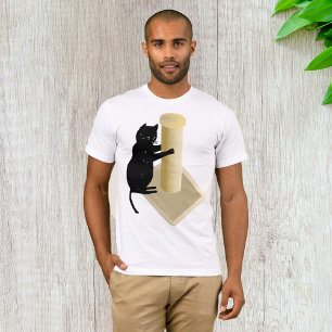 Black Cat Scratching Post Silhouette T-Shirt