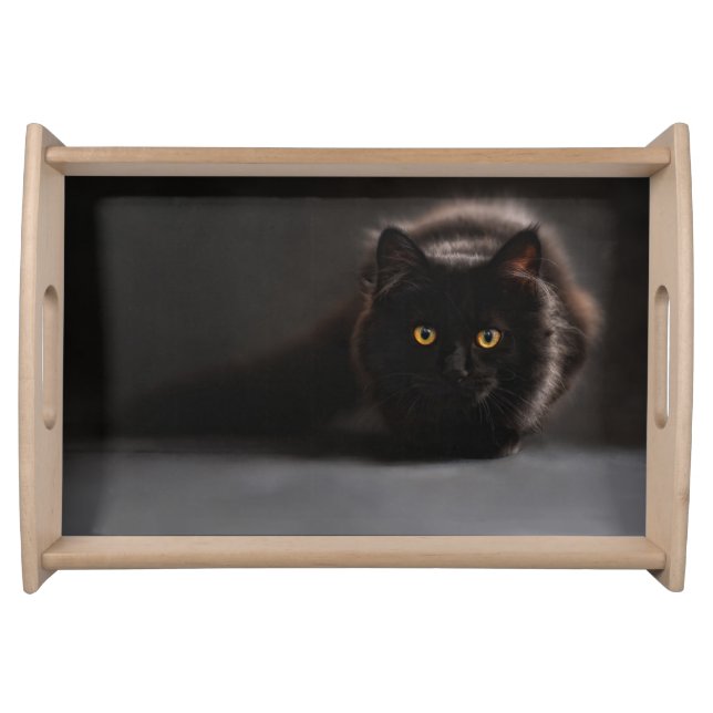 Black Cat Serving Tray in Wood (Front)