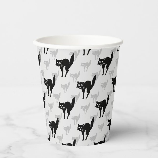 Black Cat Shadow Design Paper Cups (Front)