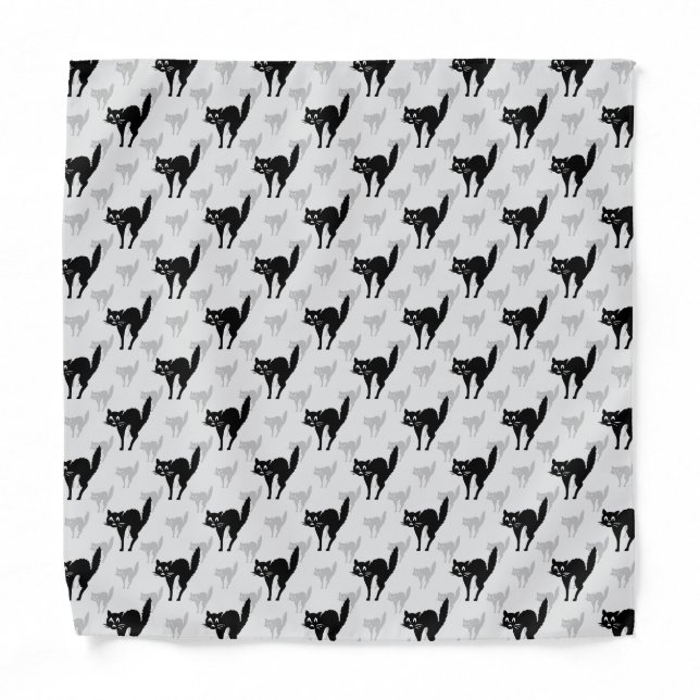 Black Cat Shadow Silhouette Pattern Design Bandana (Front)