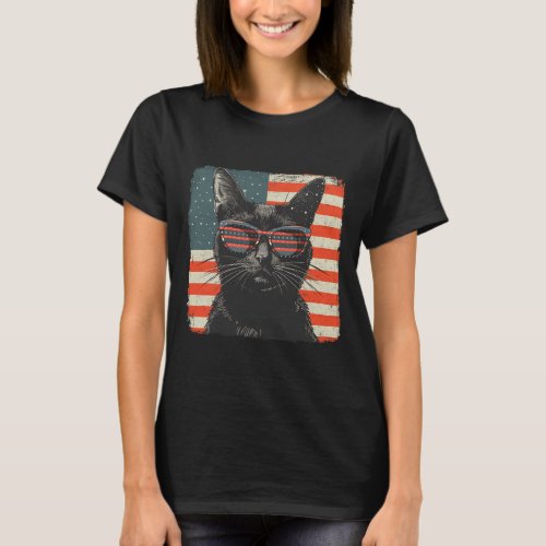 Black Cat Shirt 4th Of July Women Men Kids 