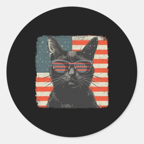 Black Cat Shirt 4th Of July Women Men Kids  Classic Round Sticker