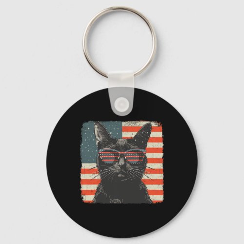 Black Cat Shirt 4th Of July Women Men Kids  Keychain