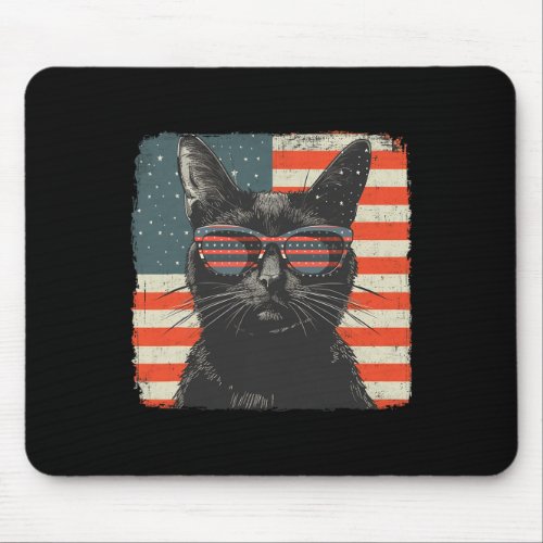 Black Cat Shirt 4th Of July Women Men Kids  Mouse Pad