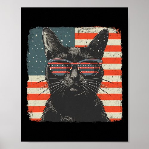 Black Cat Shirt 4th Of July Women Men Kids  Poster