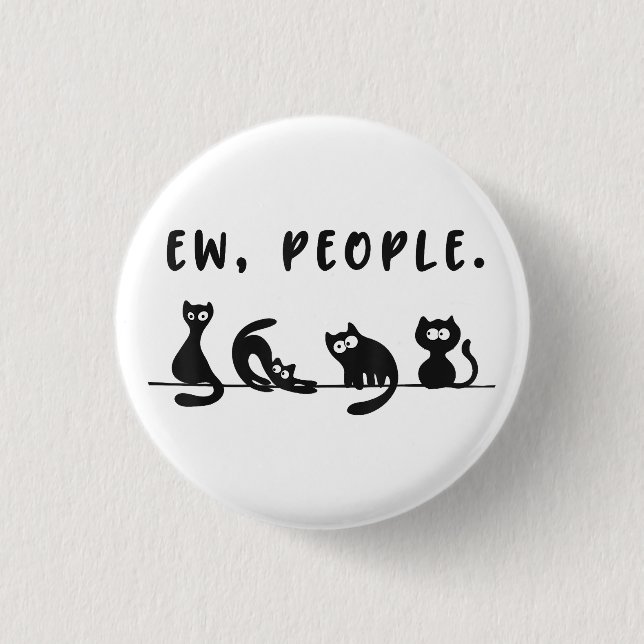 Black cat shirt funny womens ew people meowy cat l button (Front)