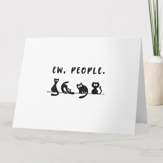 Black cat shirt funny womens ew people meowy cat l card (Front)