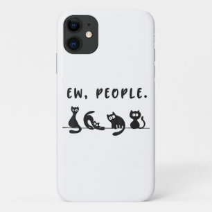 Black cat shirt funny womens ew people meowy cat l iPhone 11 case
