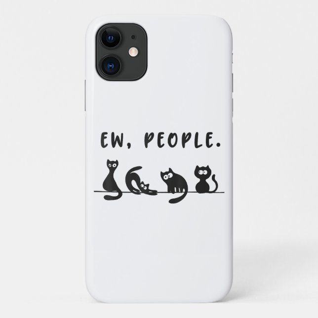 Black cat shirt funny womens ew people meowy cat l Case-Mate iPhone case (Back)