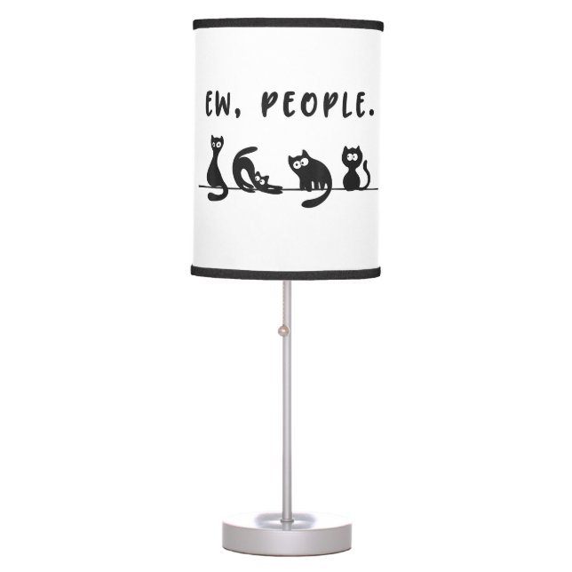 Black cat shirt funny womens ew people meowy cat l table lamp (Front)