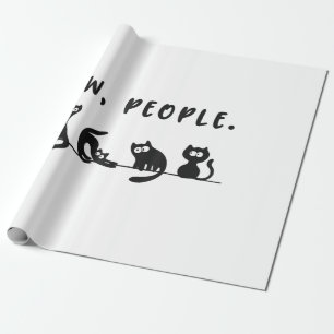 Black cat shirt funny womens ew people meowy cat l wrapping paper