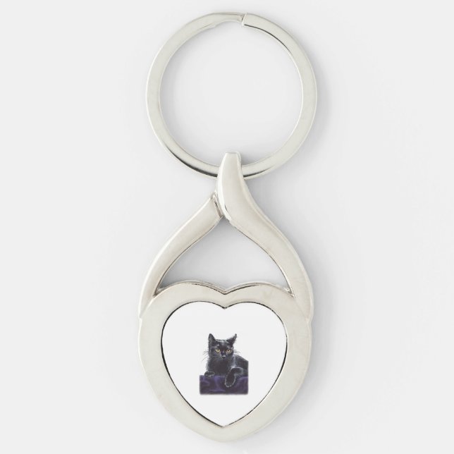 black cat SHIRT Keychain (Front)