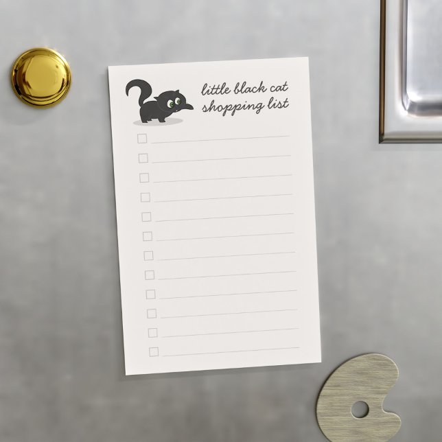 Black Cat Shopping List Magnetic Dry Erase Sheet (Purrfect magnetic shopping list for your little black cat. Just add their name!)