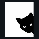 Black Cat Side Look White Poster<br><div class="desc">Black Cat Side Look White</div>