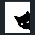 Black Cat Side Look White Poster<br><div class="desc">Black Cat Side Look White</div>