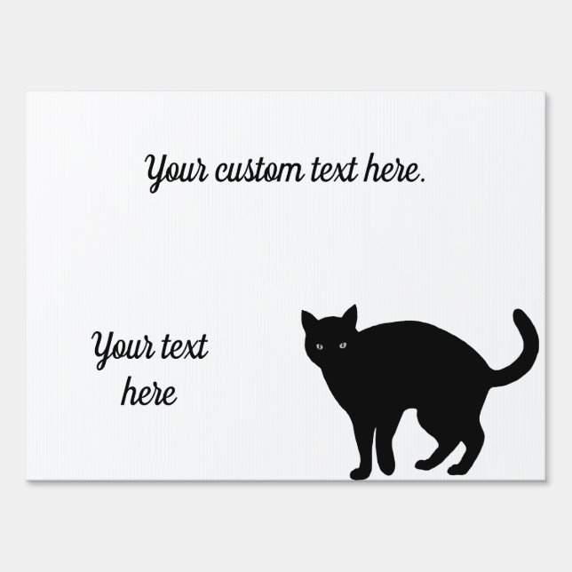 Black Cat Sign with Custom Text (Front)