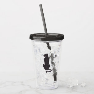 Black Cat Silhouette acrylic tumbler