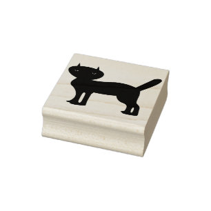 black cat silhouette art stamp