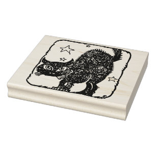 Black cat silhouette art stamp