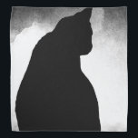 Black Cat Silhouette Bandana<br><div class="desc">Black Cat Silhouette
Backside image of black cat turning head to the side. Smoky hazy background.</div>