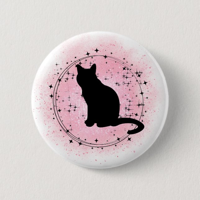 Black Cat Silhouette Button (Front)