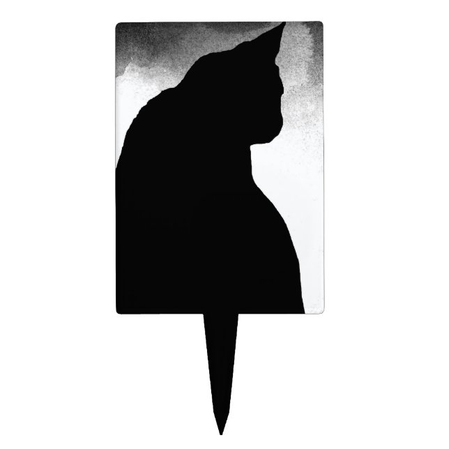Black Cat Silhouette Cake Topper (Front)