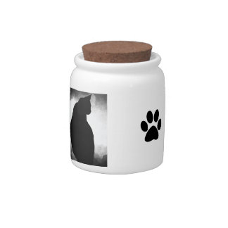 Black Cat Silhouette Candy Jar