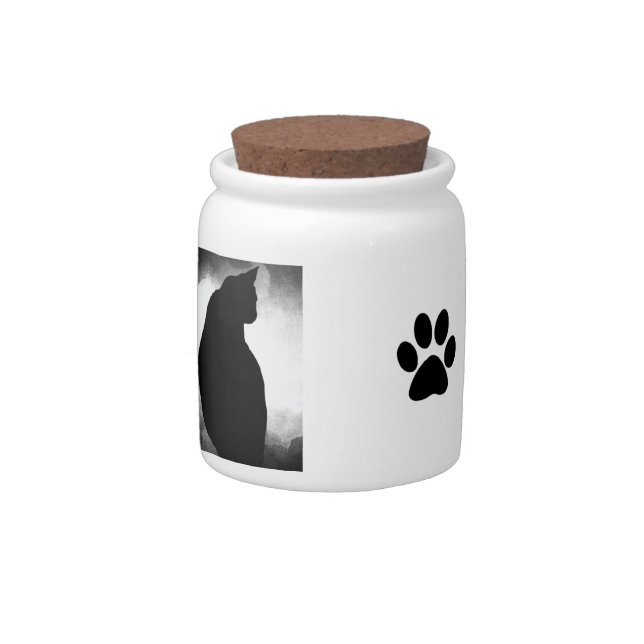 Black Cat Silhouette Candy Jar (Right)