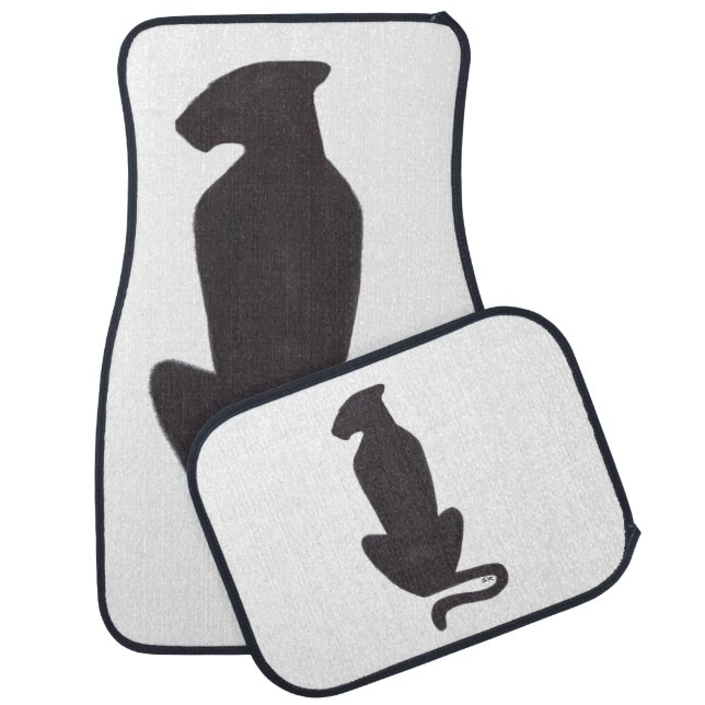 Black Cat Silhouette car mats front and rear (Set)