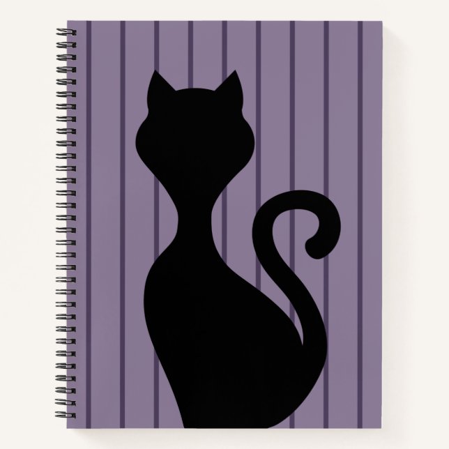 Black cat silhouette cartoon notebook (Front)